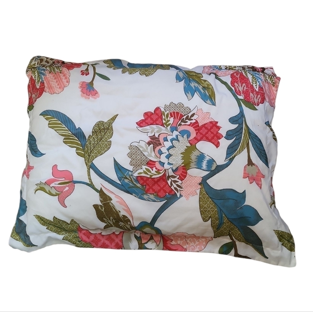 Floral Multicolor Teal Pink Green White Zig Zag Dash Dot Stripes Pillowcase